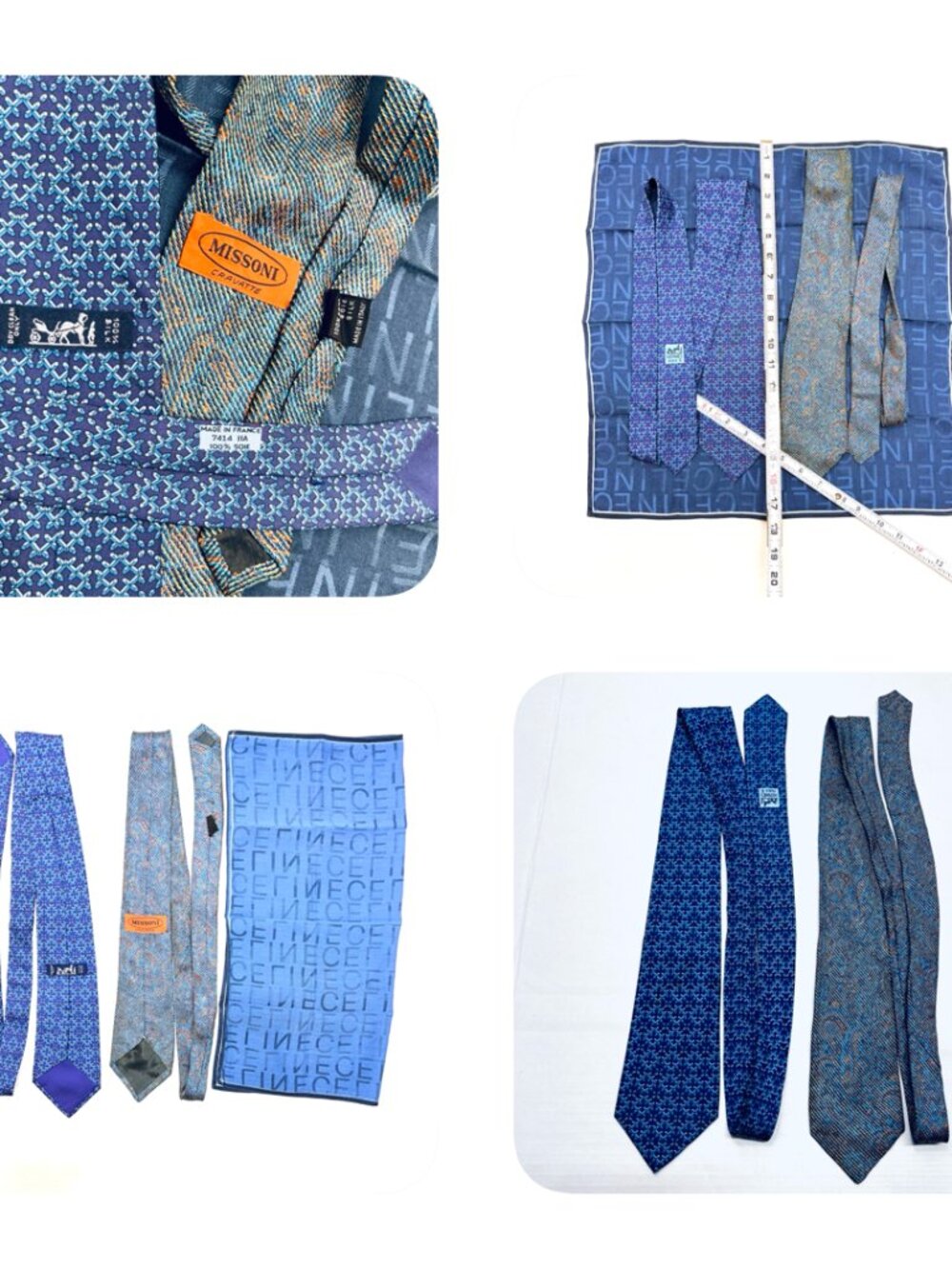 Set: 2 Classic Neck-Ties SilkHERMES Paris & MISSONI +1 Celine Handkerchief(71 - Picture 9 of 15